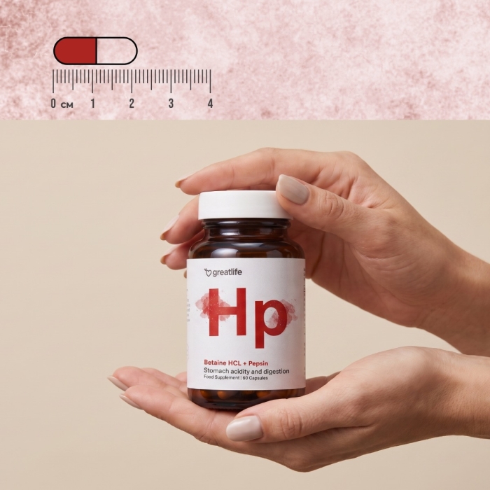 Greatlife Betaine HCl Digestive Support (Saltsyra-stöd) 60 kapslar
